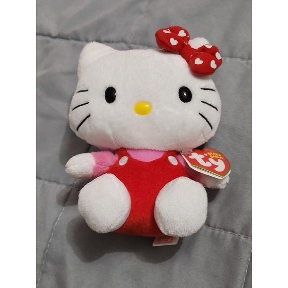 Ty Other - Ty Beanie Babies Hello Kitty Red Overalls Pink Shirt Plush Sanrio 2009 Heart Tag